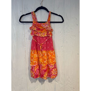 Girls Youngland Dress Size 6X Pink Orange